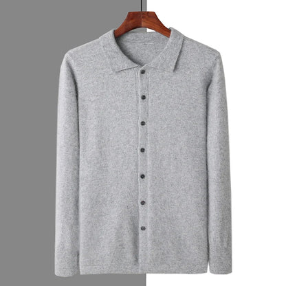 100% CASHMERE POLO BUTTON